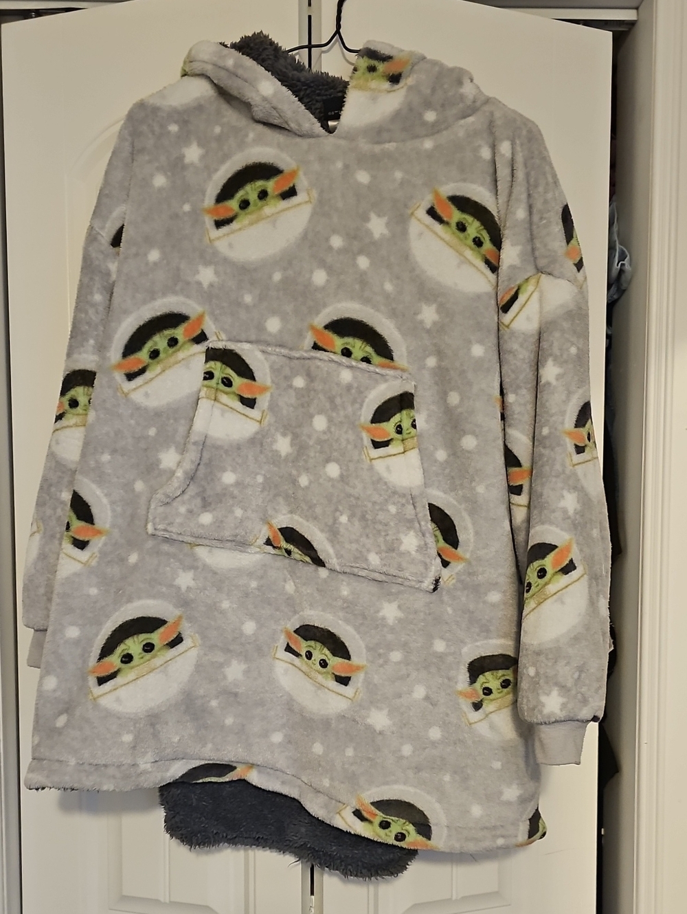 Star Wars Gray Baby Yoda Hooded Plush Pullover